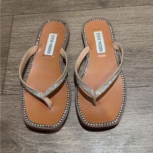 Steve Madden Tan Rhinestone Embellished Sandals